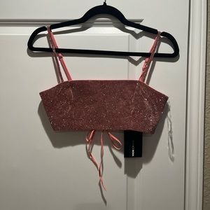 NWT Fashionova Pink Sparkle Crop Top
